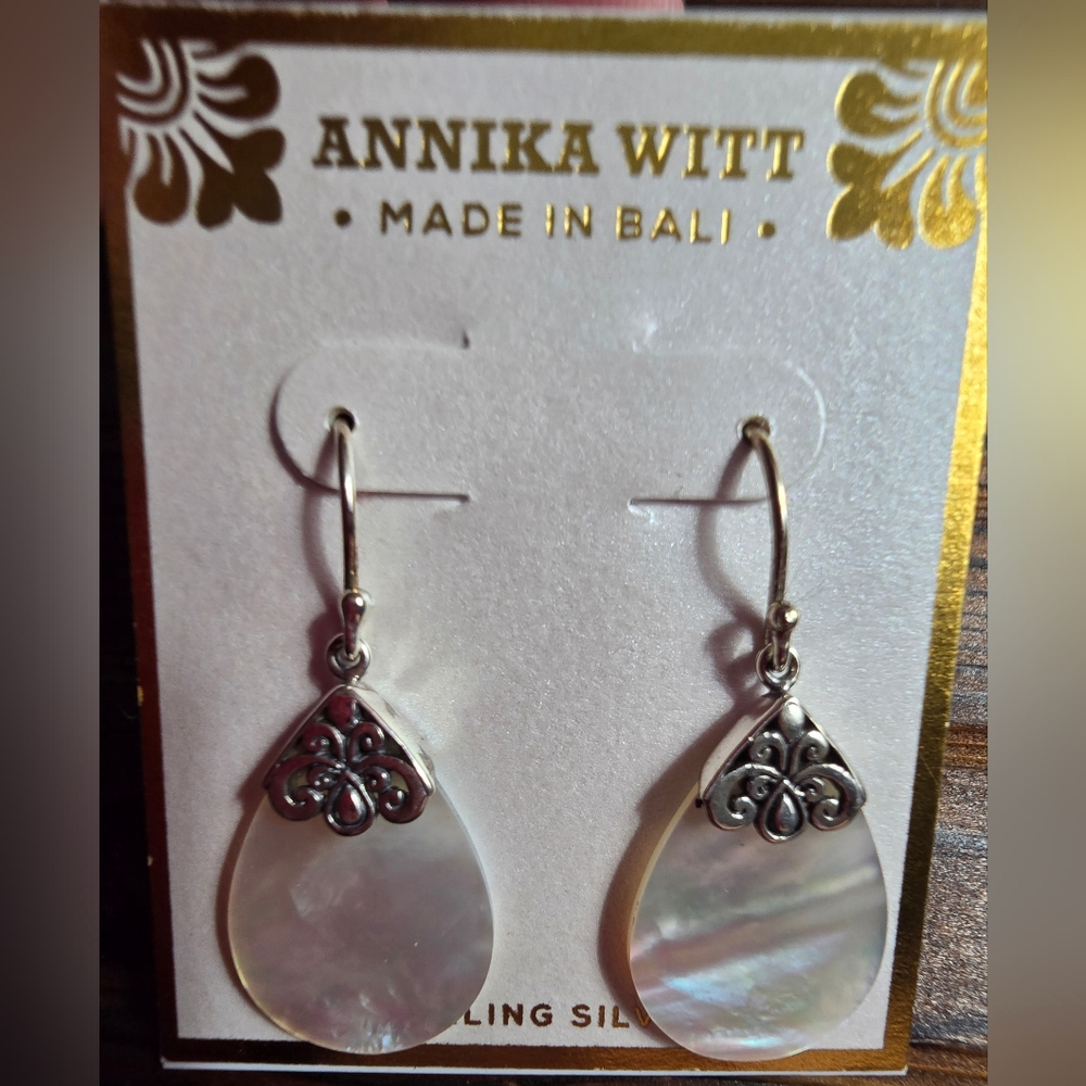 Annika Witt teardrop-shaped earrings sterling silver and mother of pearl! - Picture 7 of 8